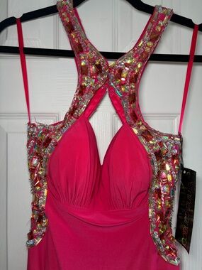 Nina Canacci Magenta Jeweled Formal Gown